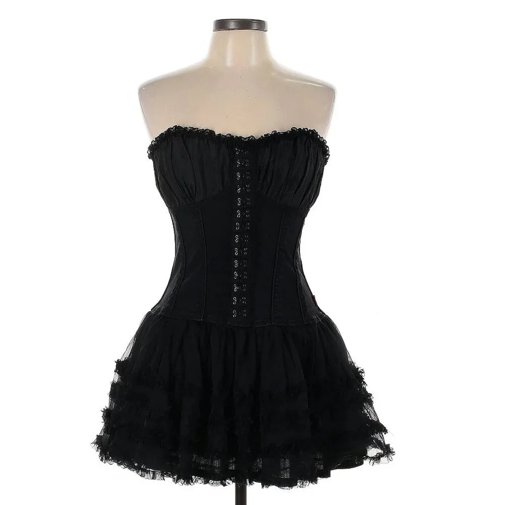 princess polly baby blue dress DOLLY PETTI SPAGHETTI PETTISKIRT TUTU DRESS black main image 1